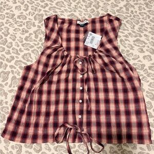 American Eagle Outfitters Red Plaid Tank Top